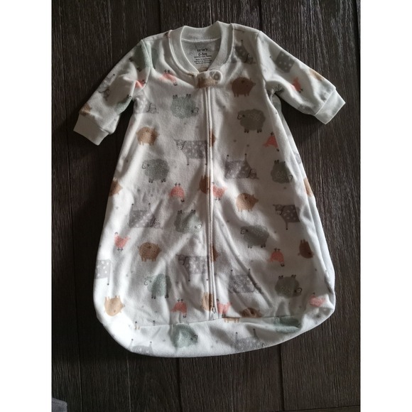 Carter's 0-3 month Long Sleeve Fleece Zippered Animal Print Sleep Sack Sleeper - Picture 2 of 10